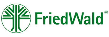 Das Logo von Fried Wald ist grün und weiß mit einem Baum in der Mitte.