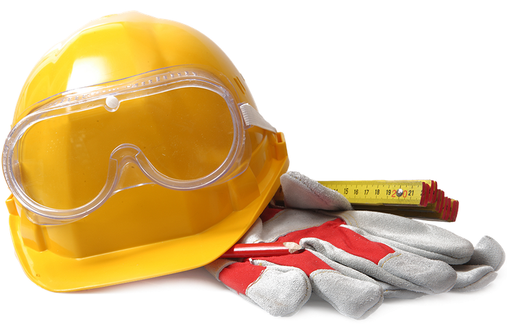 Casque de chantier et des gants