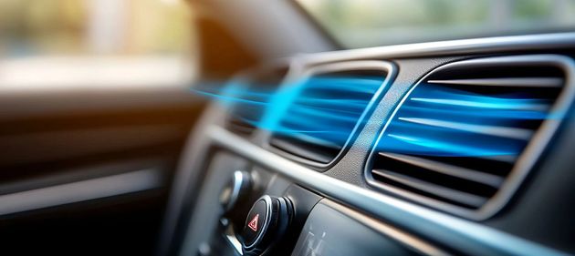 Eine Hand wird vor die geöffnete Motorhaube eines Autos gehalten, über dem Motor schweben leuchtende Diagnosesymbole.