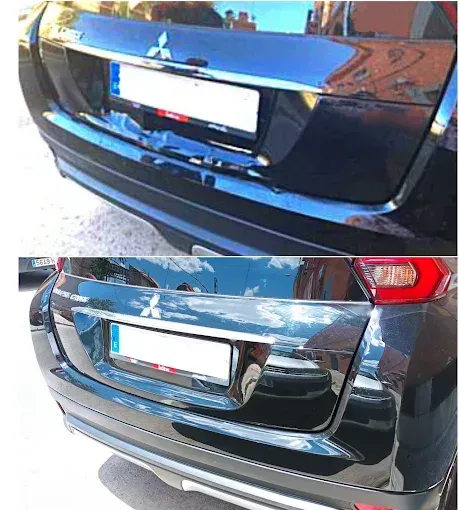 Comparación en pantalla dividida que muestra la parte trasera de un vehículo 