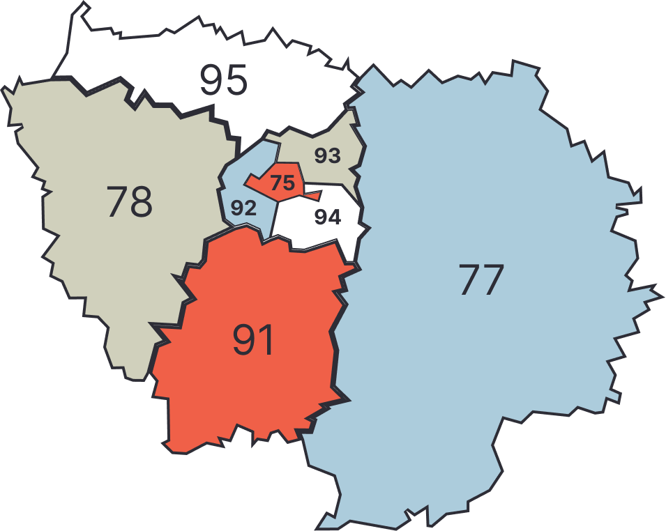 Carte de la région Île-de-France.