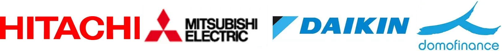 Logos-Hitachi-Mitsubishi-Daikin-Domofinance- Partenaires-ADL-Services