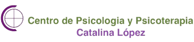 Logo for "Centro de Psicologia y Psicoterapia Catalina López": a purple and grey graphic with text.