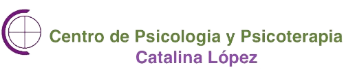 Logo for "Centro de Psicologia y Psicoterapia Catalina López": a purple and grey graphic with text.