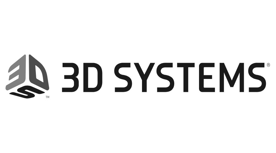 Das Logo von 3D Systems ist schwarzweiß und sieht aus wie ein Würfel.