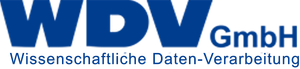 Ein blau-weißes Logo für die wdv gmbh