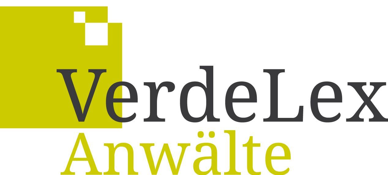 Ein grün-weißes Logo für verdelex anwälte