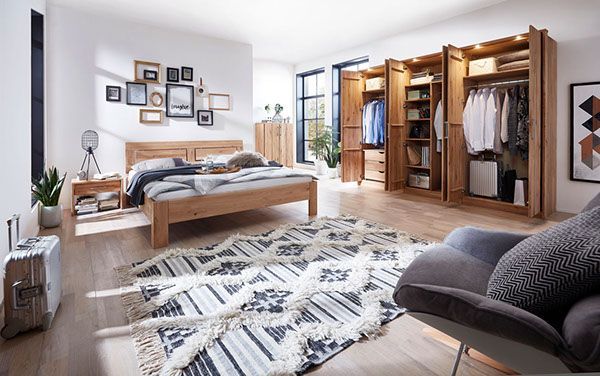 Schlazimmereinrichtung Trend Eiche Duo mit Bett, Kleiderschrank und Kommoden