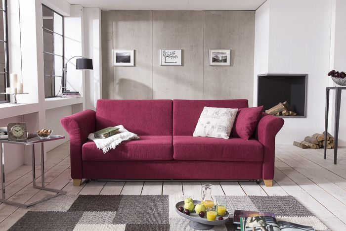 2-Sitzer-Sofa aus Weinrotem Stoff