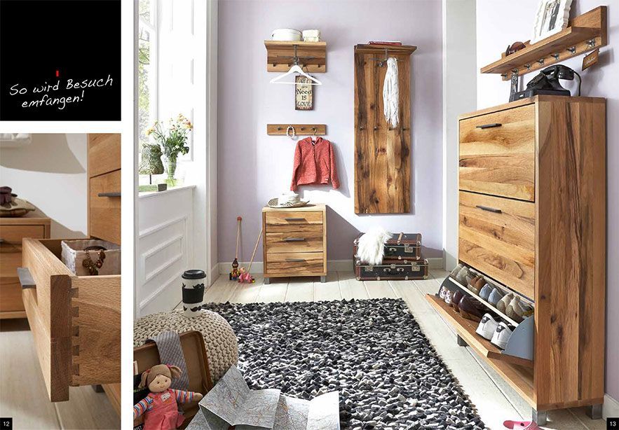 Garderobe Massivholz mit Schuhschrank 