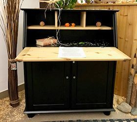 Sekretär aus Massviholz in Schwarz/Natur