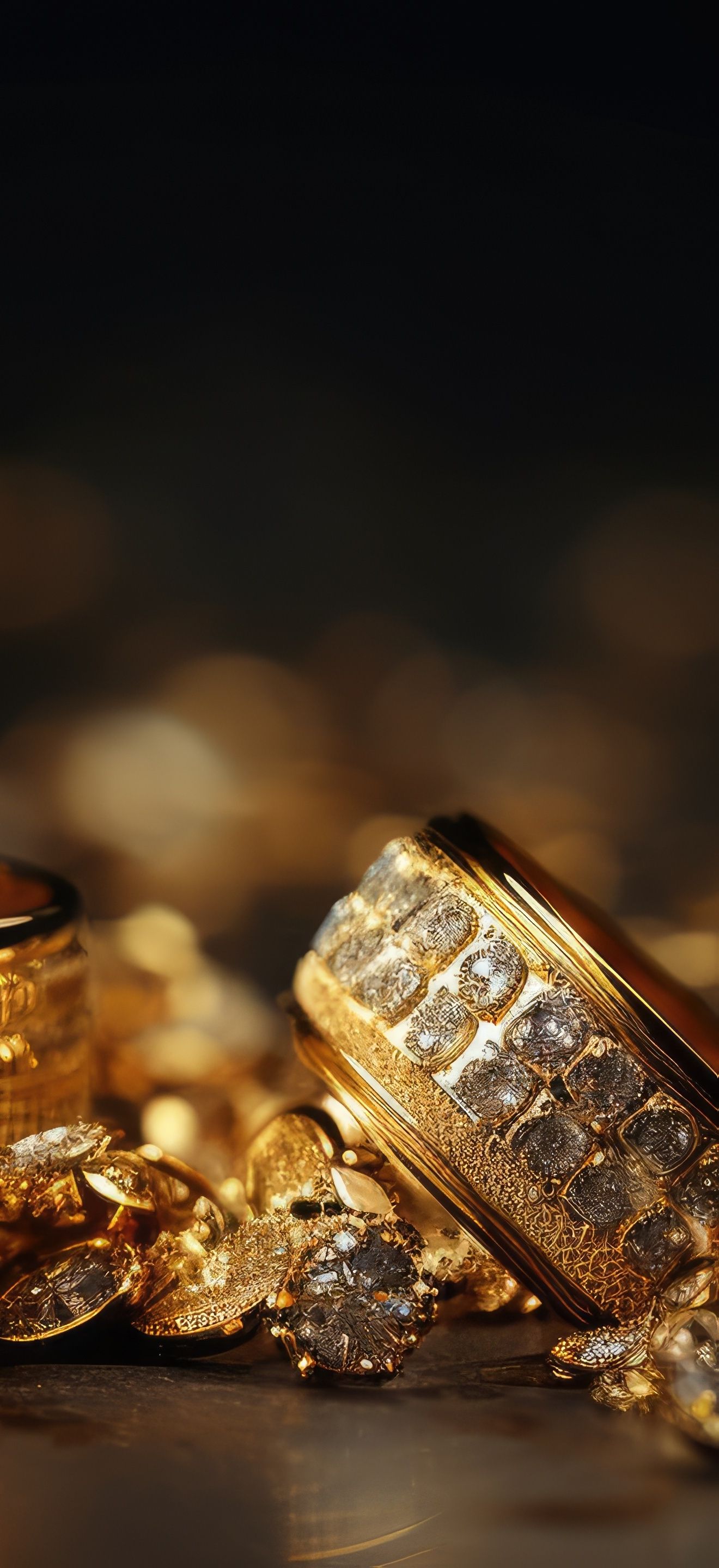 Des diamants sur une bague en or jaune