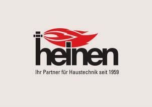 Ein Heinen-Logo mit einer roten Flamme auf weißem Hintergrund.