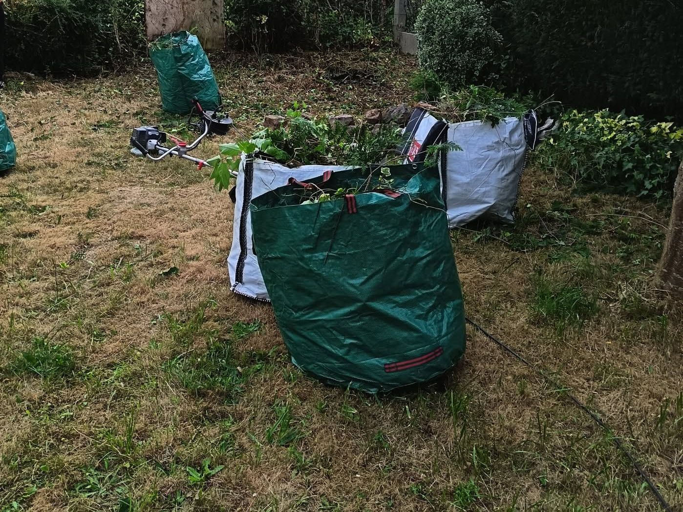 Personne qui retire les déchets verts