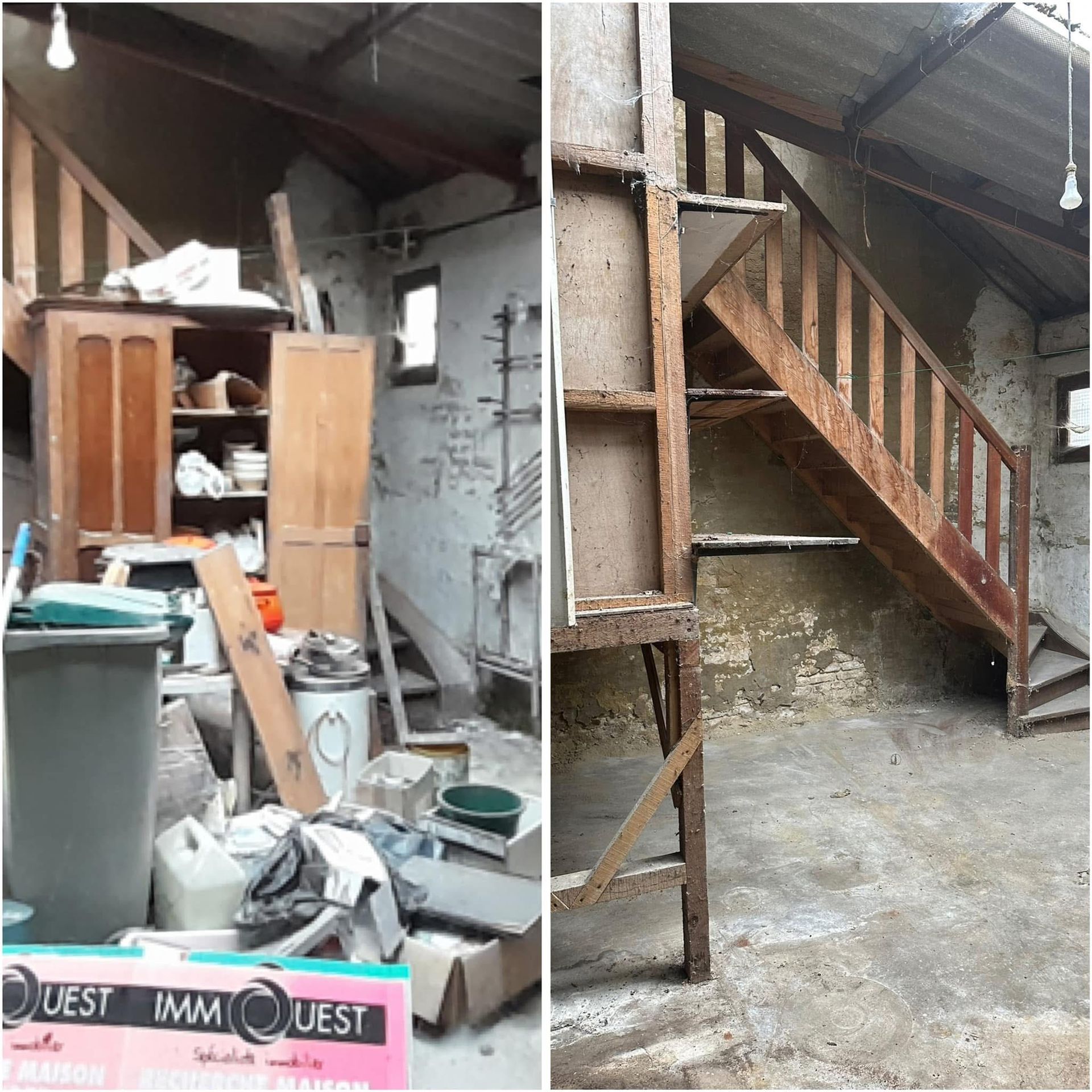 Débarras d'une cave encombrée