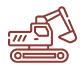 Icono de contorno marrón de una excavadora.