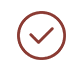 Un icono de marca de verificación marrón centrado dentro de un círculo marrón delgado.