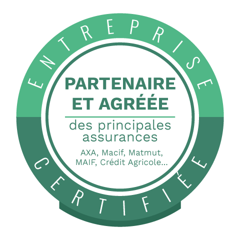 Logo de certification entreprise certifiée partenaire et agréée des principales assurances.