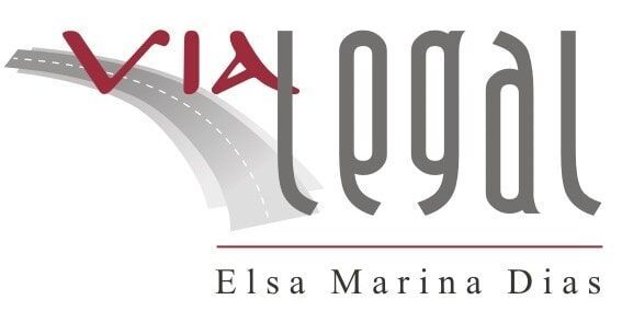 Logotipo da "Via Legal" com uma estrada estilizada; inclui "Elsa Marina Dias" abaixo.