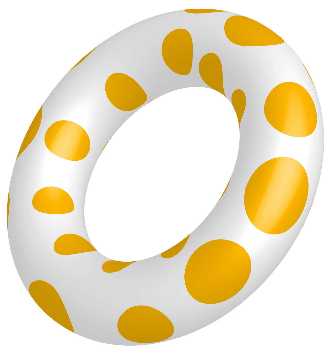 Bouée blanche à pois jaunes.