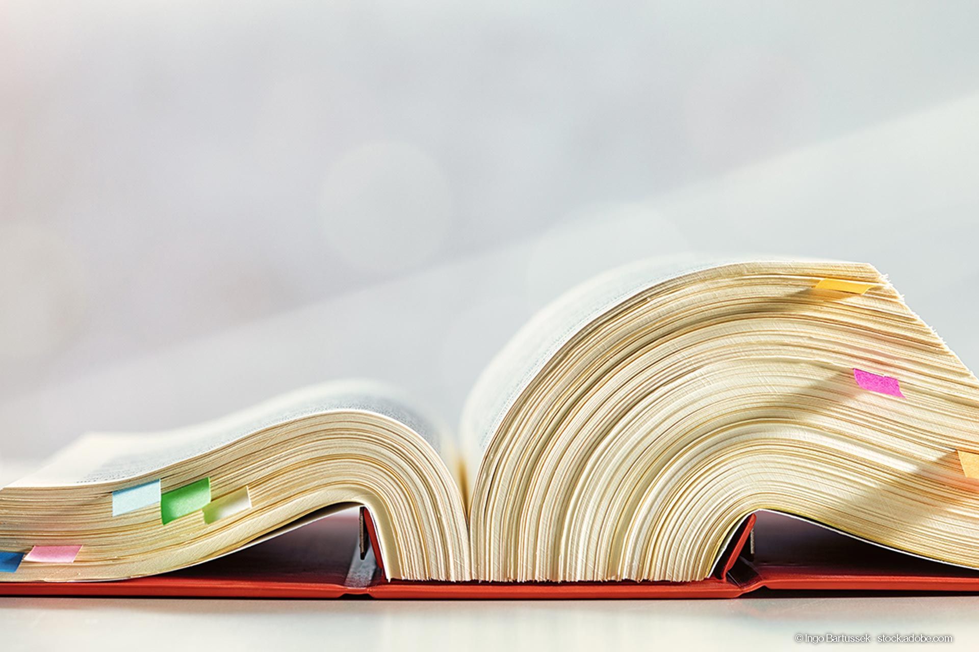 Ein aufgeschlagenes Rechtsbuch zu allen anwaltlichen Rechtsgebieten