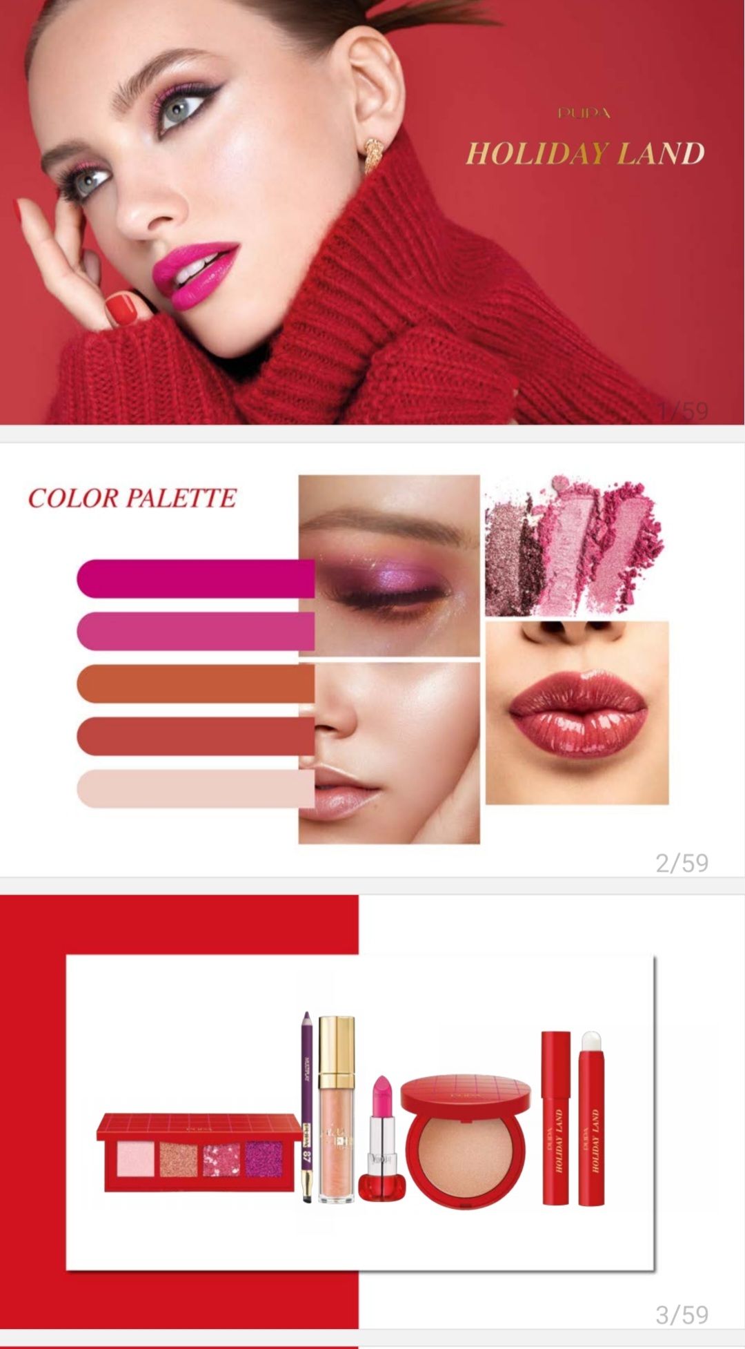 Palette de couleurs de maquillage pour les pomettes, les yeux, les lèvres