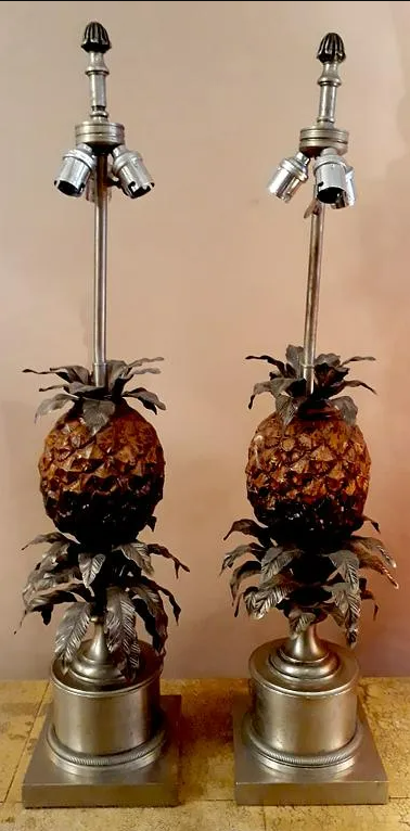 Paire de lampes ananas Maison Charles, années 1960