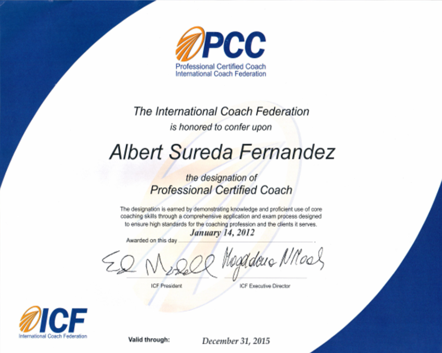 Un certificado para Albert Sureda Fernández de la Federación Internacional de Entrenadores