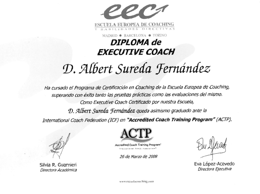 Un diploma de coach ejecutivo para d. alberto sureda fernández