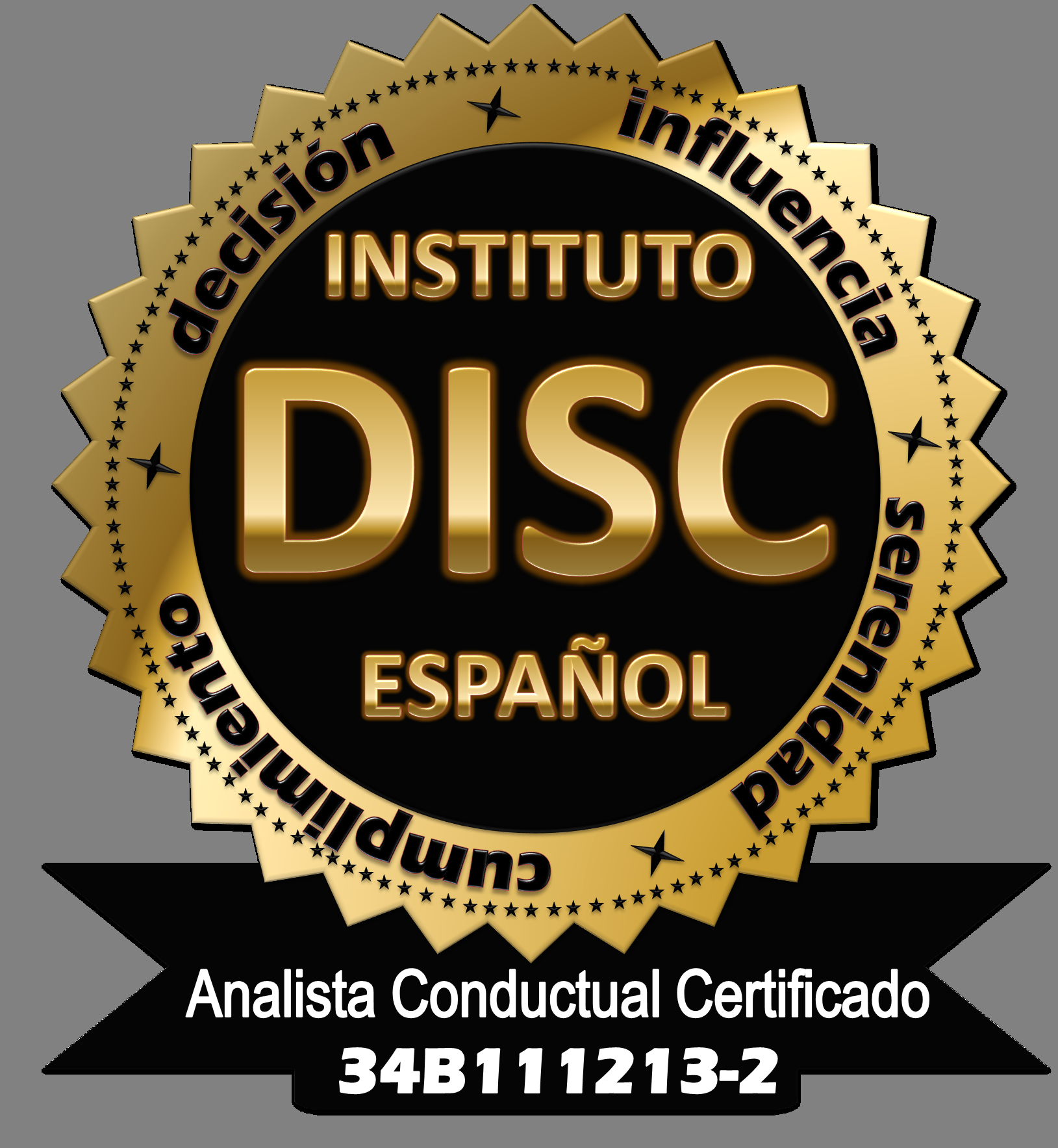Una insignia dorada que dice instituto disc español