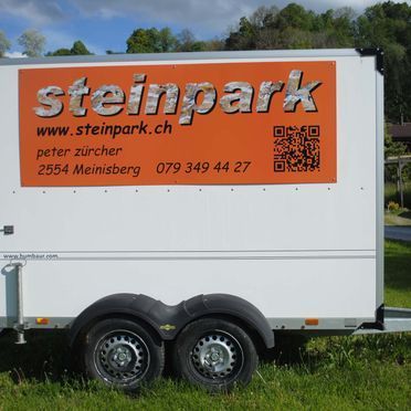 Steingitter, Gabionen - Lieferung im Anhänger - Steinpark - Peter Zürcher - Meinisberg bei Biel