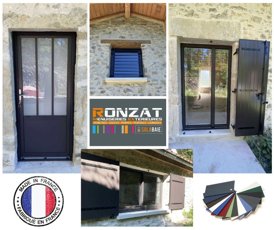 Échantillons de fenêtres et de portes RONZAT : styles variés, couleurs et joint de fabrication française.