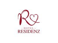 Logo des Hotels Residenz mit stilisiertem „R“ und Herz, in Kastanienbraun auf weißem Hintergrund.