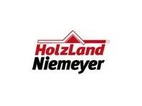 Logo für HolzLand Niemeyer, rote Dachkontur über rot-schwarzem Text auf weißem Hintergrund.