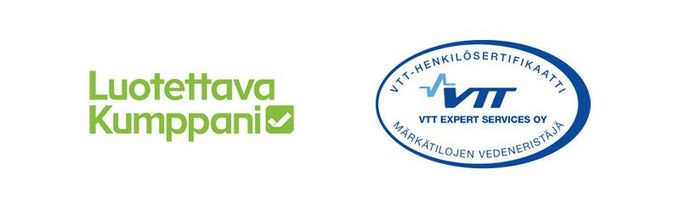 Luotettava kumppani ja VTT-sertifikaattilogo