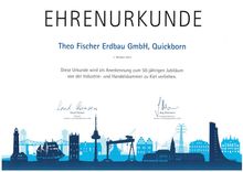 Theo Fischer Erdbau GmbH Quickborn Ehrenurkunde