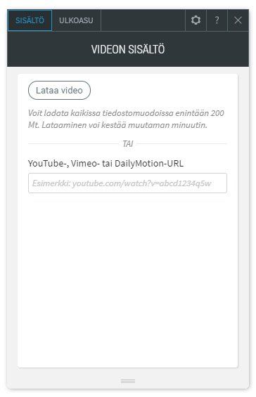 Videon lataaminen tai videolinkin lisäys