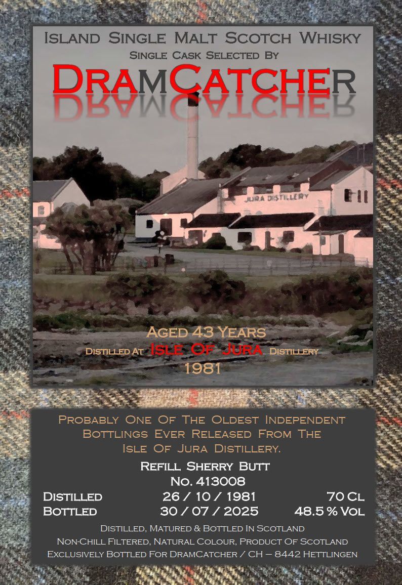 DramCatcher Isle of Jura 1981  - Cask No. 413008 Label