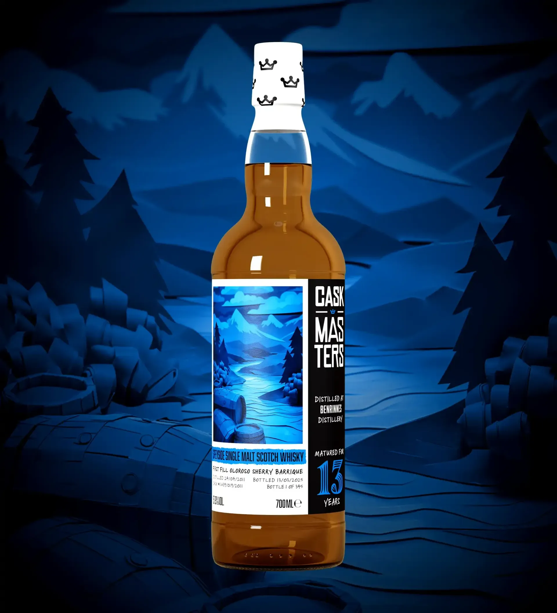 Brave New Spirits - Benrinnes - 13yo - Speyside Single Malt Scotch Whisky
Matured in a first fill Oloroso Sherry Barrique
Strength:
51.9% ABV
Bottles:
345
Tasting Notes:
Blackcurrant, spice, lemon zest, dark toffee, charred oak