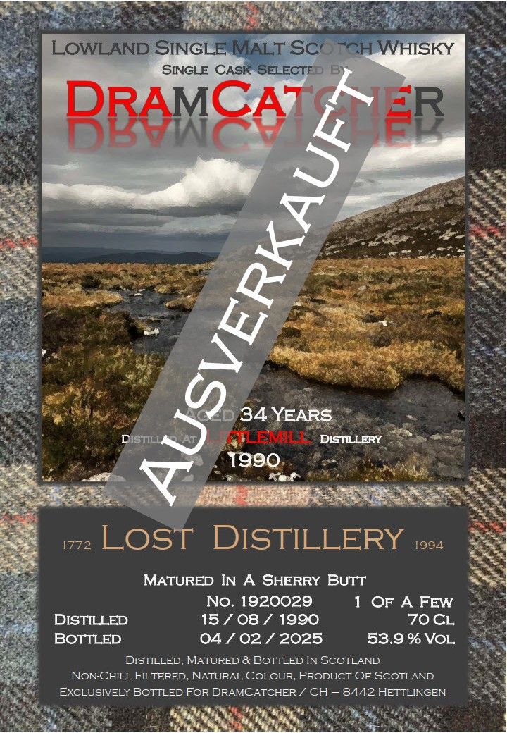 DramCatcher Littlemill 1990 - Cask No. 1920029 Label