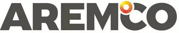 AREMCO-Logo in Dunkelgrau mit orangefarbenem Akzent auf dem „M“ über weißem Hintergrund