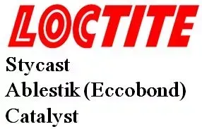LOCTITE-Logo mit den Produktnamen: Stycast, Ablestik (Eccobond) und Catalyst