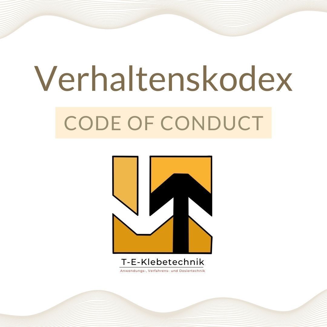 Deutsches „Verhaltenskodex“-Cover mit TE Klebetechnik-Logo auf weißem Hintergrund