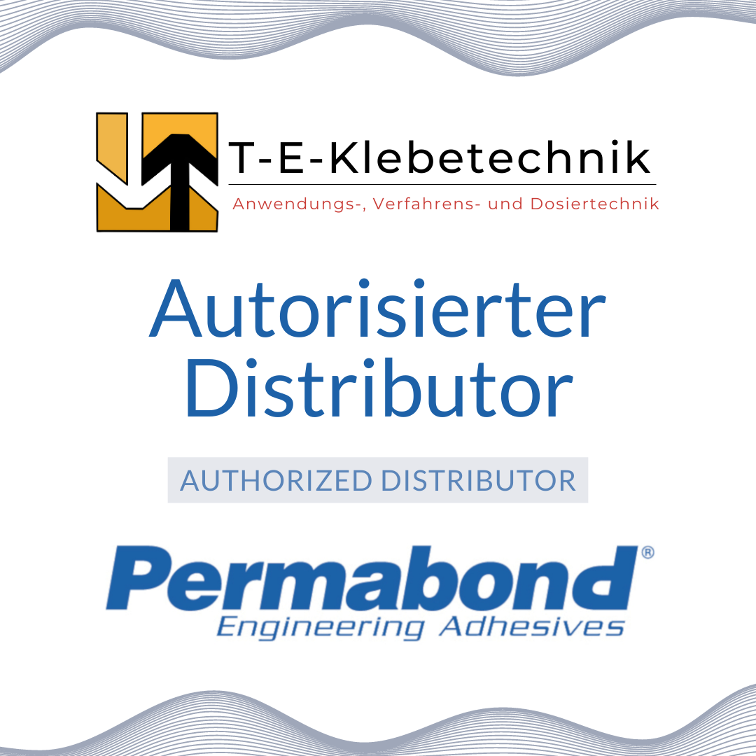 TE-Klebetechnik-Vertriebspartnerschild mit Permabond-Logo in Blau und Weiß