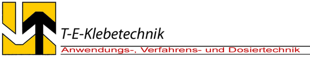 TE-Klebetechnik-Logo mit stilisiertem, schwarz-gelbem Emblem und Firmennamen