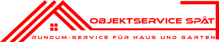 Ein rot-weißes Logo für objektservice spat
