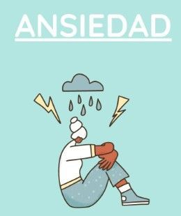 Una persona está sentada en el suelo con una nube y rayos saliendo de su cabeza.