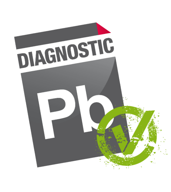 Document de diagnostic du plomb avec une coche verte.