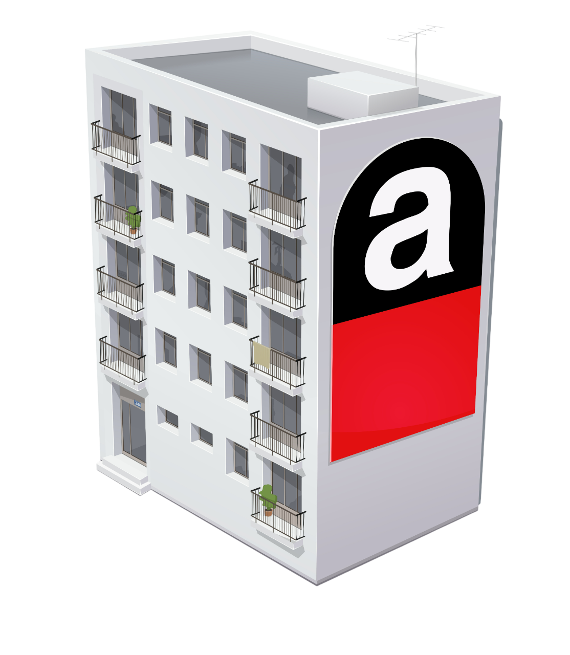 Immeuble blanc avec le signe de l'amiante dessus.