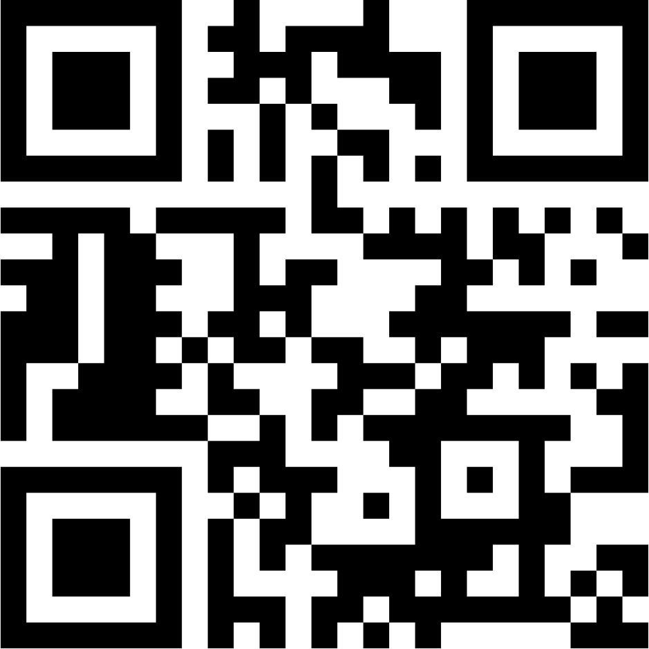 Ein quadratischer, schwarz-weißer QR-Code.
